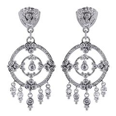 5.25 Carats Round Brilliant Cut Diamond Gold Chandelier Earrings 8