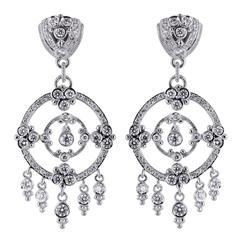 5.25 Carats Round Brilliant Cut Diamond Gold Chandelier Earrings