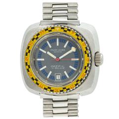 Retro Favre-Leuba Lady’s Stainless Steel Deep Blue Diver’s Model Wristwatch