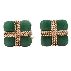 Retro Jade Gold Men's Cufflinks