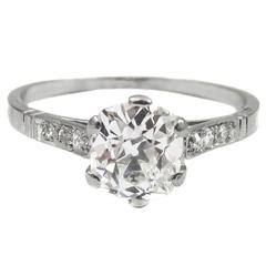 GIA Cert Art Deco Old Mine Cut Diamond Platinum Engagement Ring 7