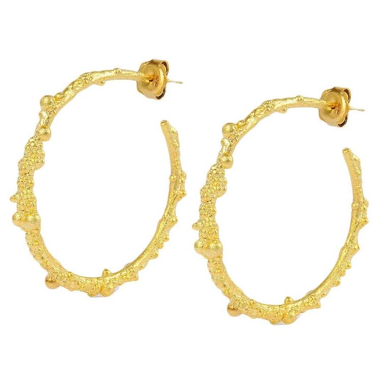 Milena Kovanovic Silver Gold Vermeil Textured Hoop Earrings For Milena Kovanovic Silver Gold Vermeil Textured Hoop Earrings For At 1stdibs