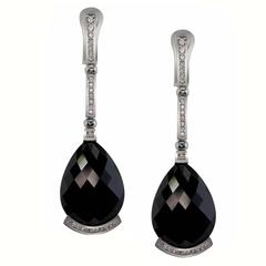 Diamond and Black Spinel Gold Drop Earrings by Alex Soldier Handmade in NYC