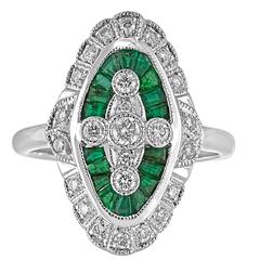 1.00 Carats Emerald Diamond Gold Ring 12