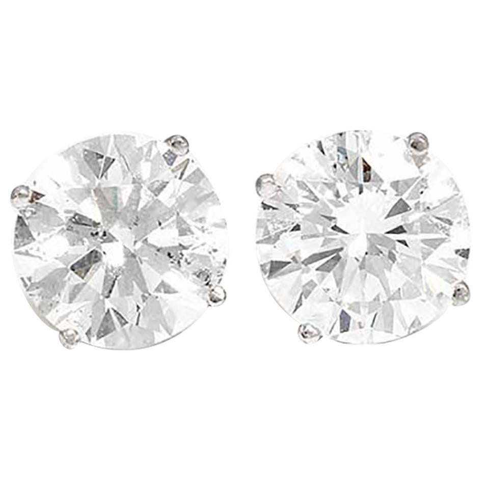 Stunning 4.13 Carats Diamonds Gold Stud Earrings