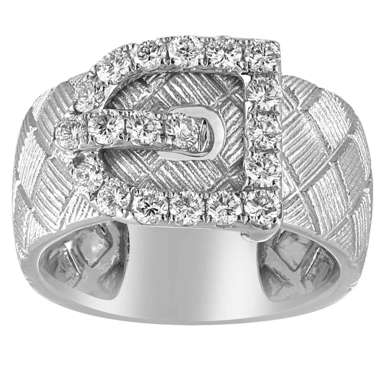 Satin Finish Belt Buckle Diamond Gold Ring For Sale