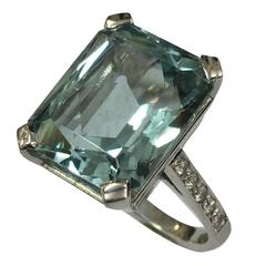 Alexandre Belmont 14.28 Carat Aquamarine Diamond Gold Dress Ring