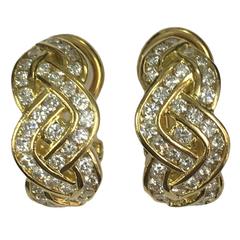 Diamond Platted Gold Lever Back Earrings