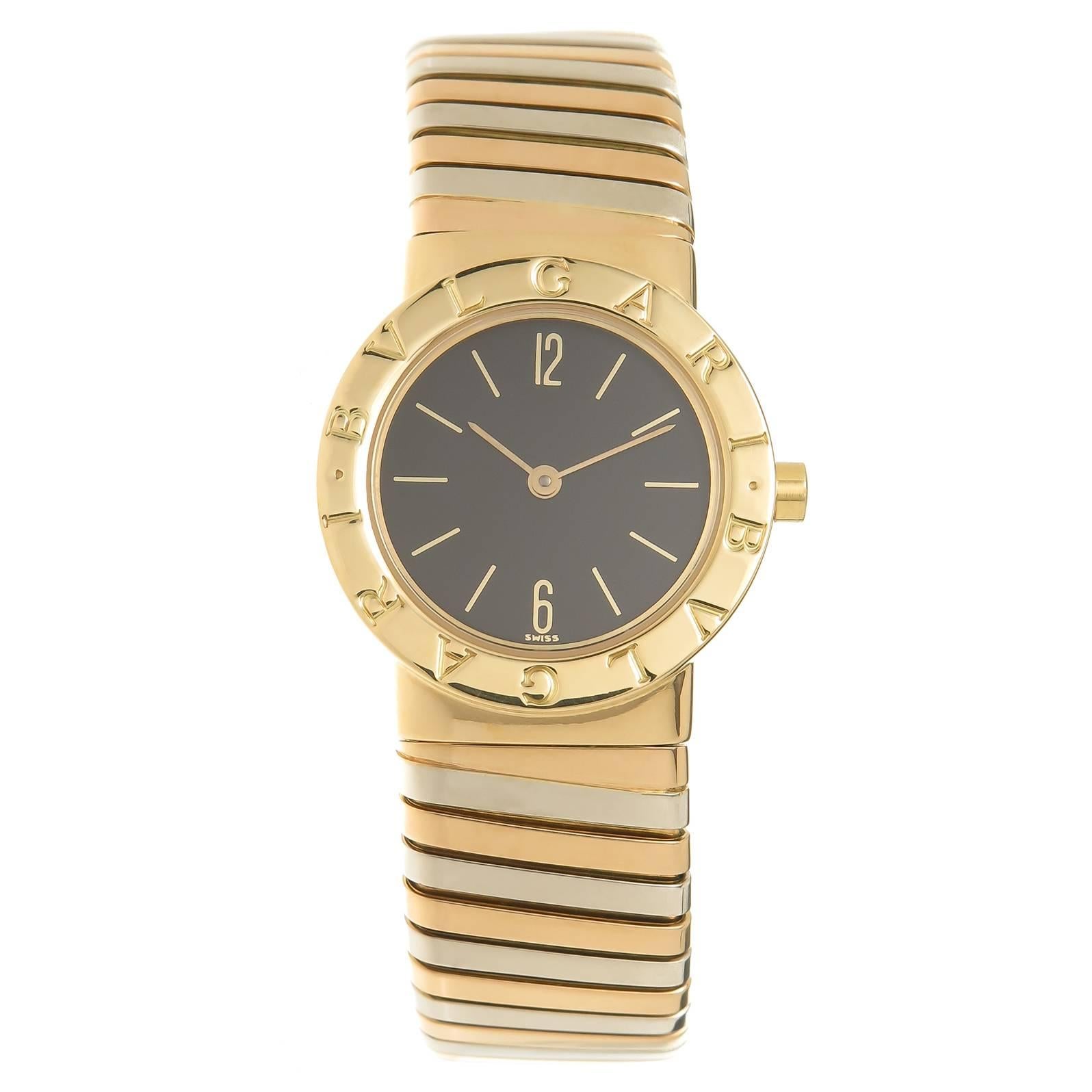 Bulgari Ladies Tricolor Gold Tubogas Quartz Wristwatch