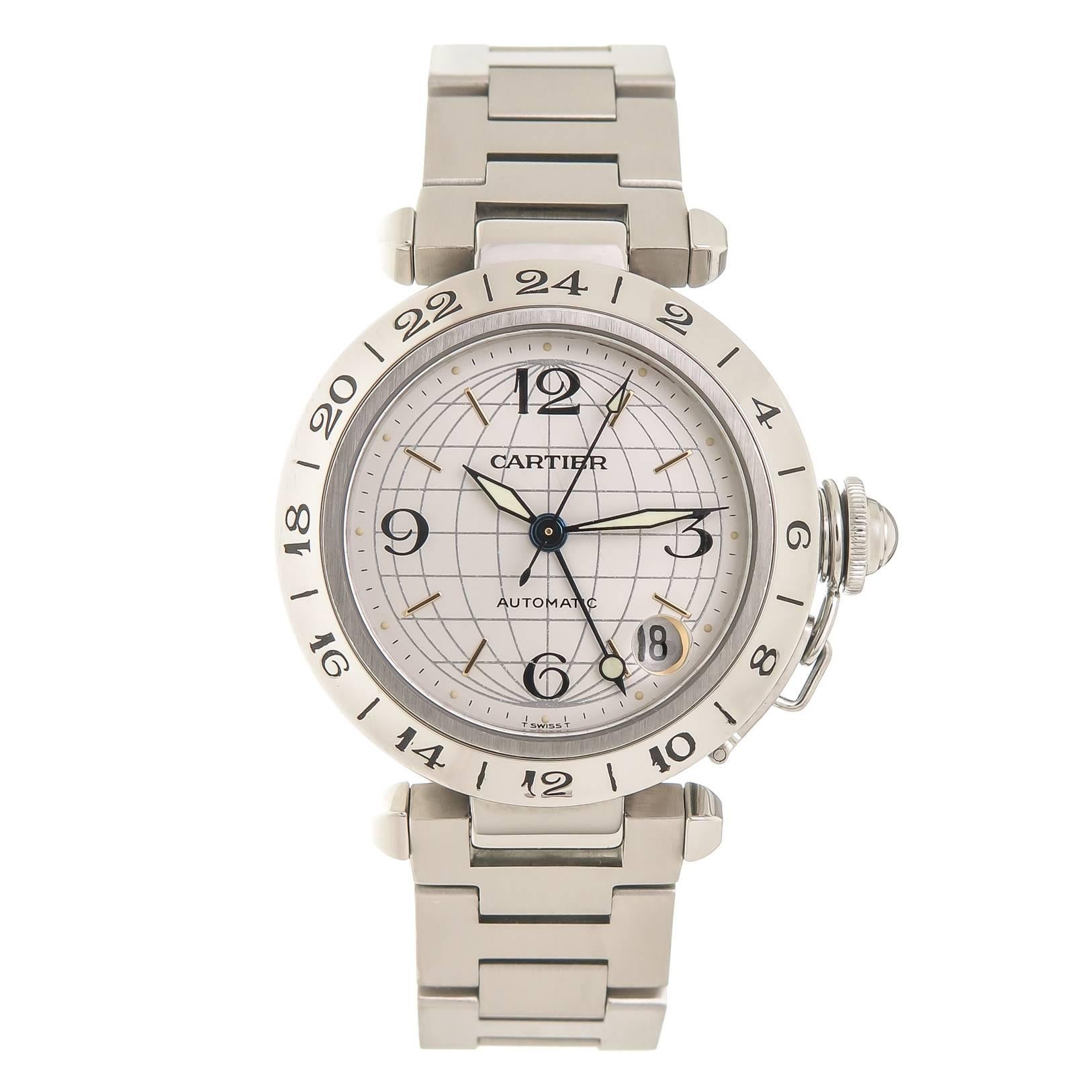 Cartier Stainless Steel Pasha C GMT Automatic Wristwatch