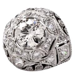 Antique 1920s Diamond Platinum Dome Engagement Ring