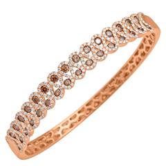 White and Champagne Diamond Gold Bangle Bracelet White and Champagne Diamond Gold Bangle Bracelet