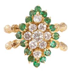 Smaragd Diamant Gold Bambus Stil Ring