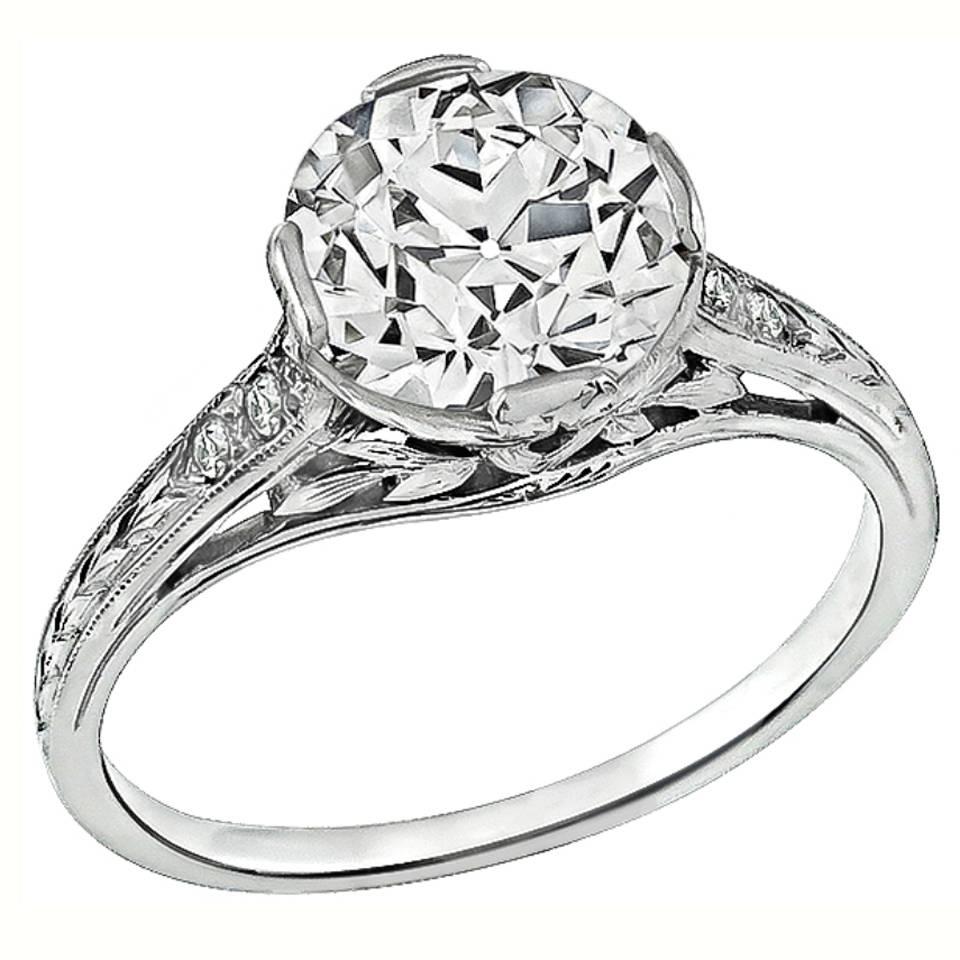 Amazing 2.05 Carat Diamond Platinum Engagement Ring For Sale