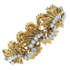 1960s Fabulous French Modernist  Diamond Gold  Bracelet