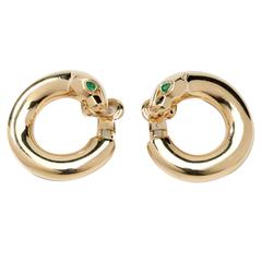 Retro Cartier Gold Panthere Hoop Earrings