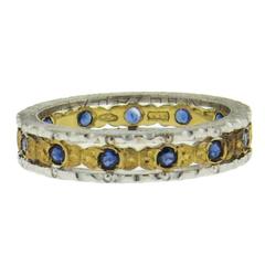Buccellati Two Color Gold Sapphire Wedding Band Ring