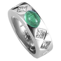 Chanel Emerald Diamond Gold Band Ring
