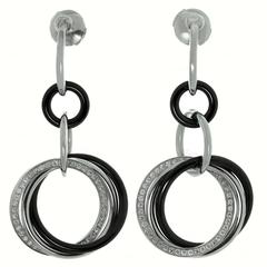 Trinity De Cartier Ceramic Diamonds Gold Platinum Earrings 3