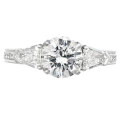 1.50 Carat G/VS2 GIA Certified Diamond Three-Stone Platinum Engagement Ring