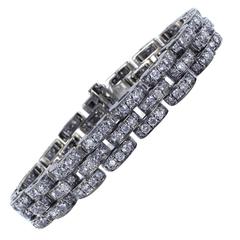 10.00 Carats Round Brilliant Cut Diamonds Gold Bracelet 5