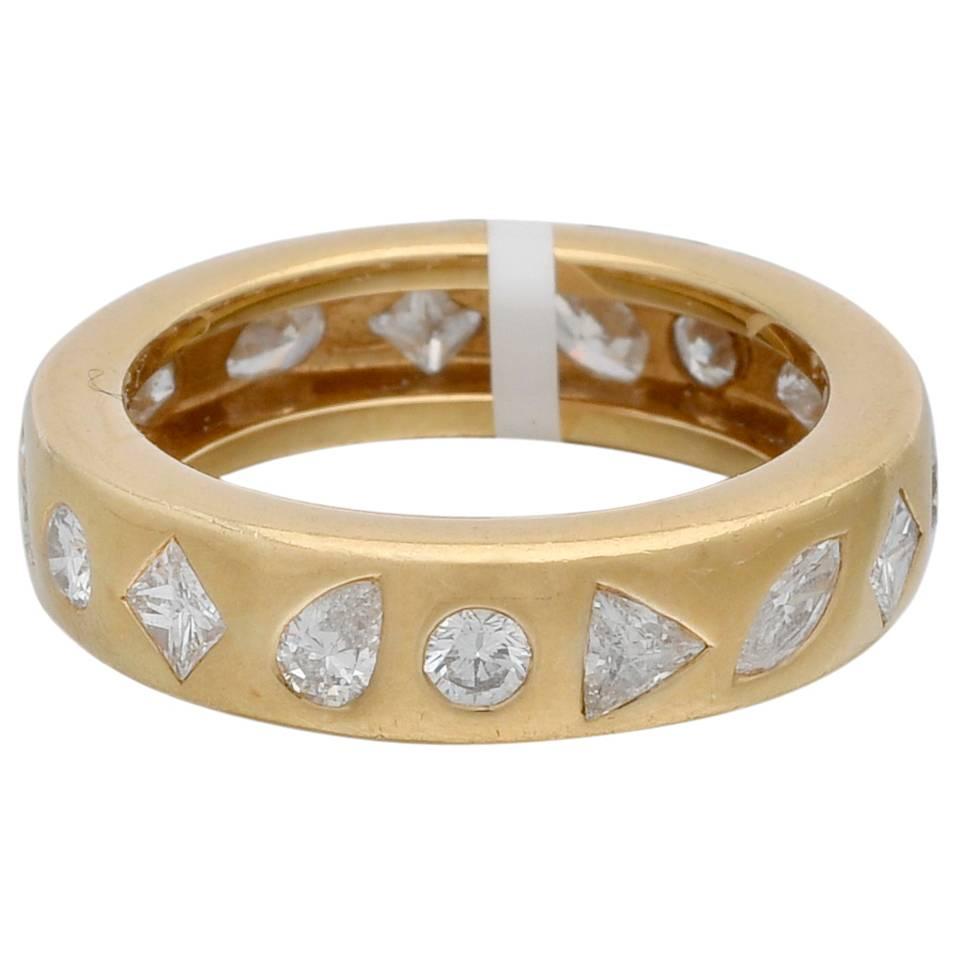 Chanel Multi Shaped Diamond Gold Band Ring