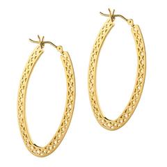 Ray Griffiths Gold Oval Hoop Crownwork Earrings