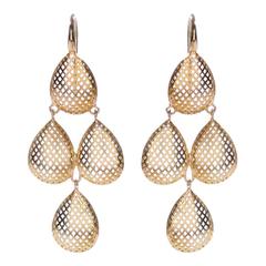 Ray Griffiths Quadruple Pear Shaped Gold Drop Earrings