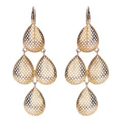 Ray Griffiths Quadruple Pear Shaped Gold Drop Earrings