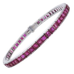 Ruby and White Gold Line Bracelet, Dated 1958
