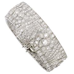 French Art Deco Diamond Platinum Bracelet 12