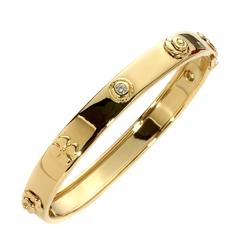 Chanel Camellia Diamond Gold Bangle Bracelet 11