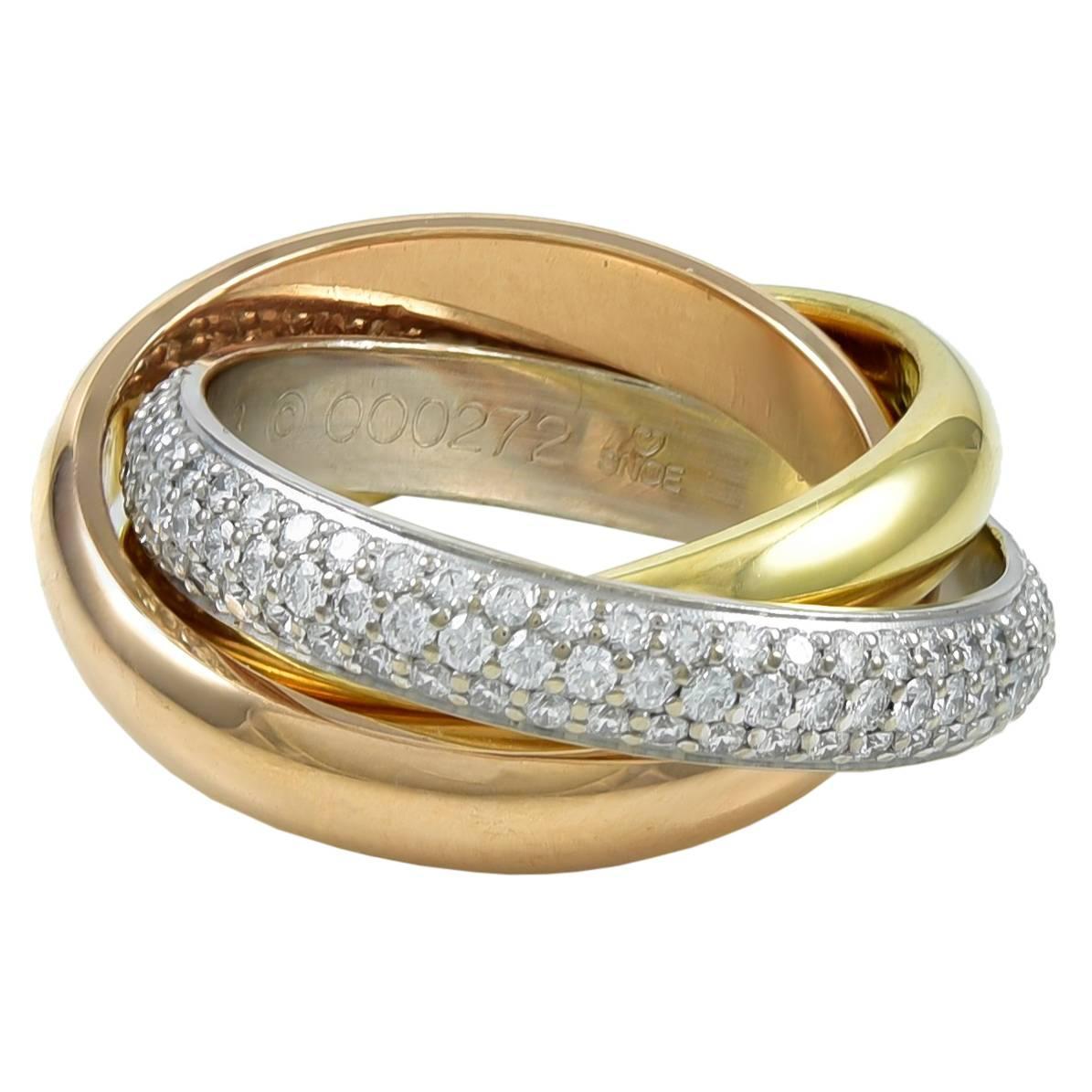 Cartier Trinity Diamond Gold Ring For Sale at 1stdibs