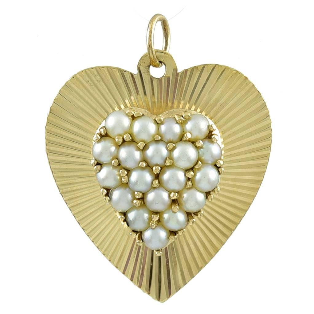 Heart Pearl and Gold Heart Charm