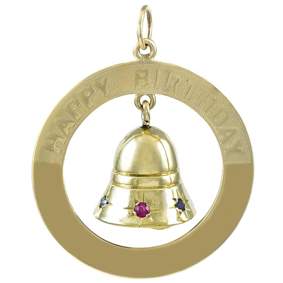 Grande breloque Happy Birthday Gemset Gold Charm en vente