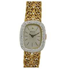 Retro Rolex Lady's Yellow Gold Bracelet Dress Wristwatch