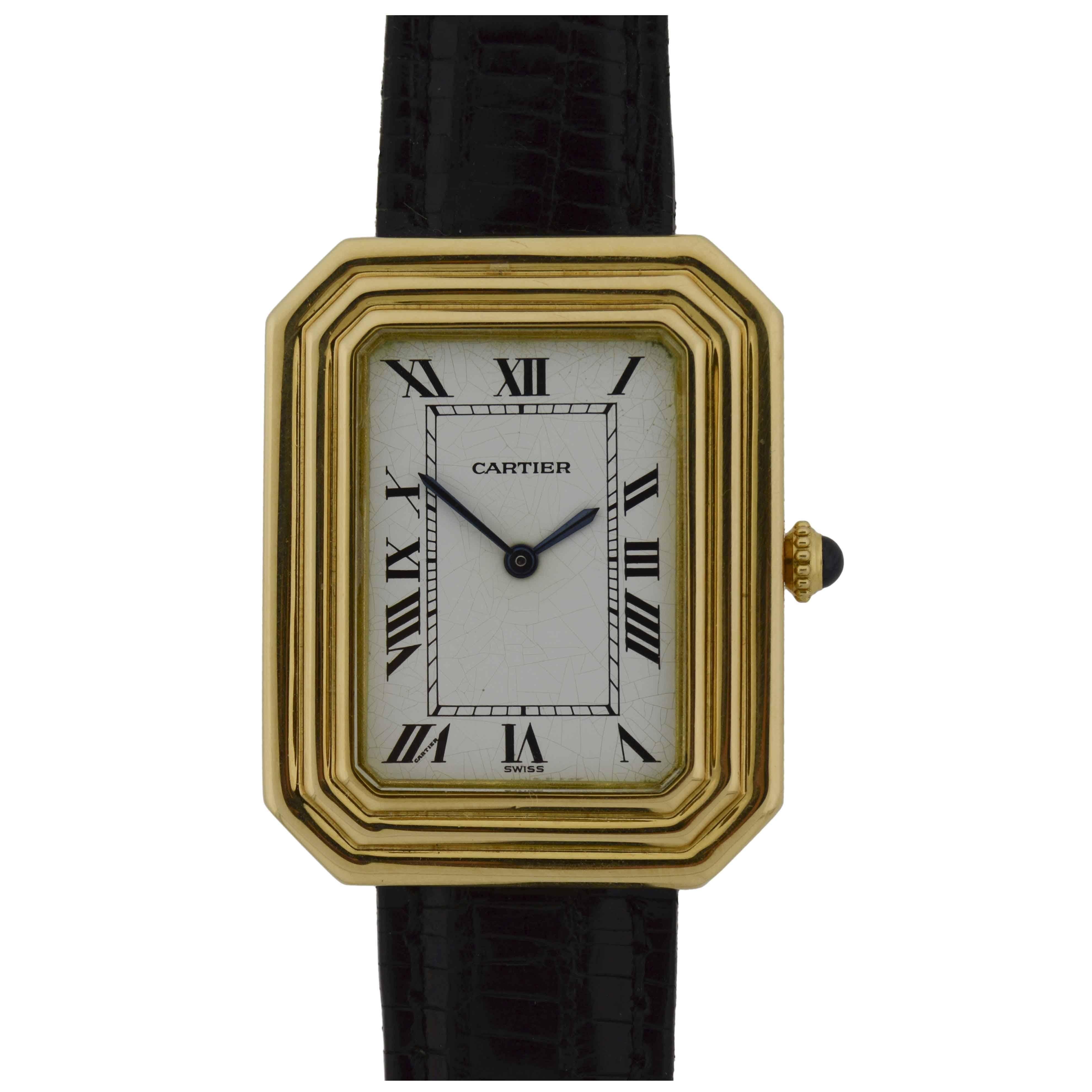 Cartier Lady's Yellow Gold Picture Frame Wristwatch