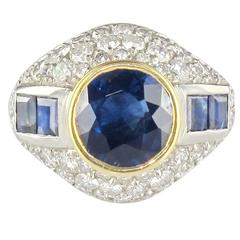 French Sapphire Diamond Platinum Ring 5