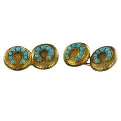 Antique Turquoise Gold Cufflinks 2