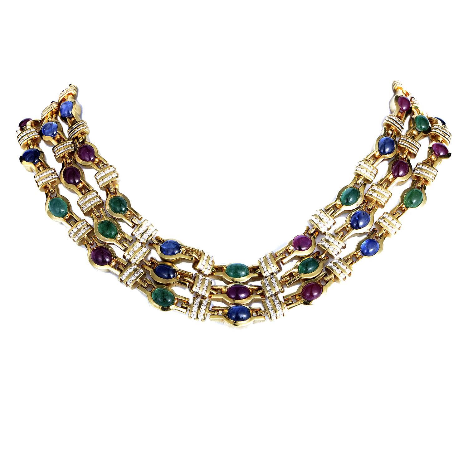 Precious Gemstone Gold Necklace