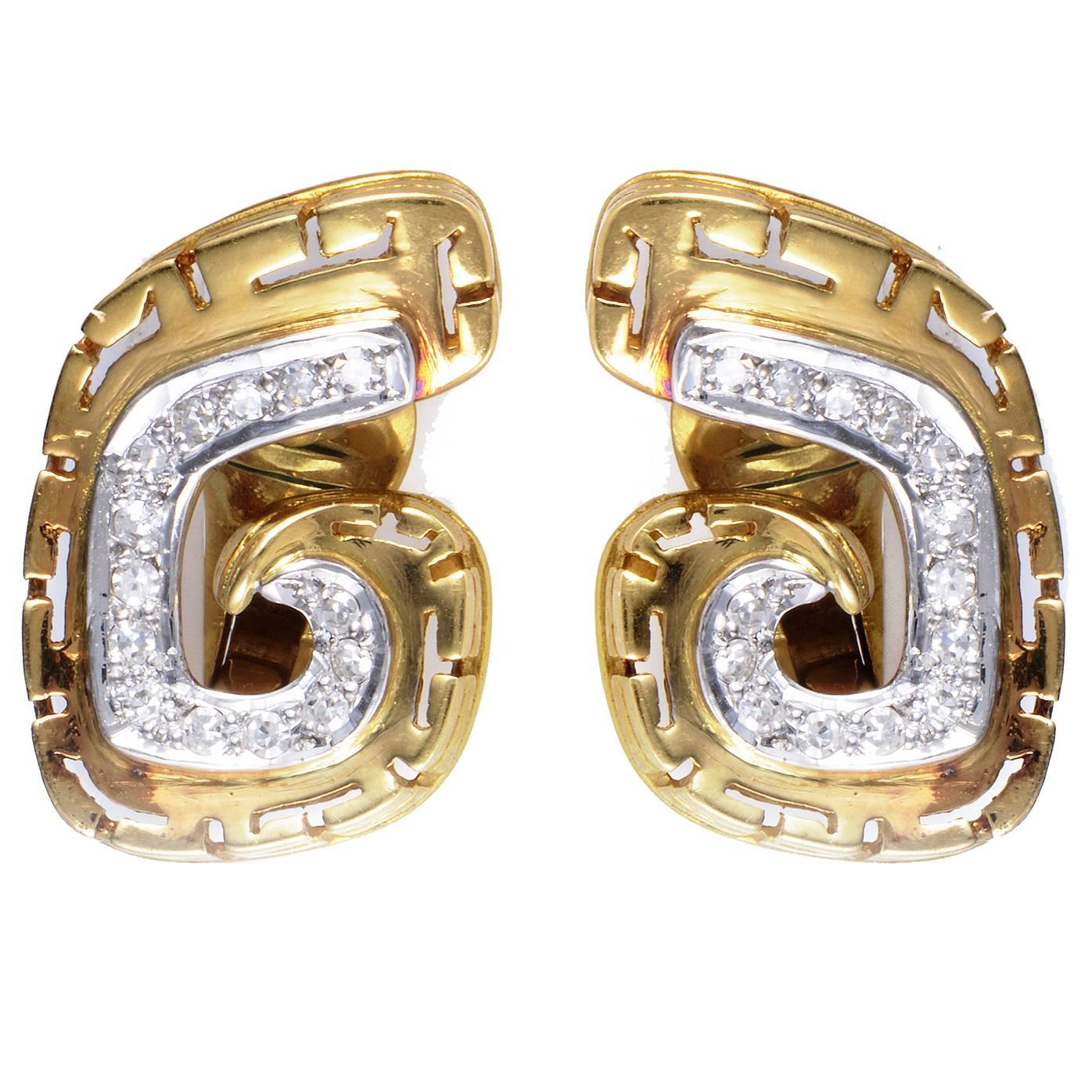 Ilias Lalaounis Diamond Multicolor Gold Clip-on Earrings