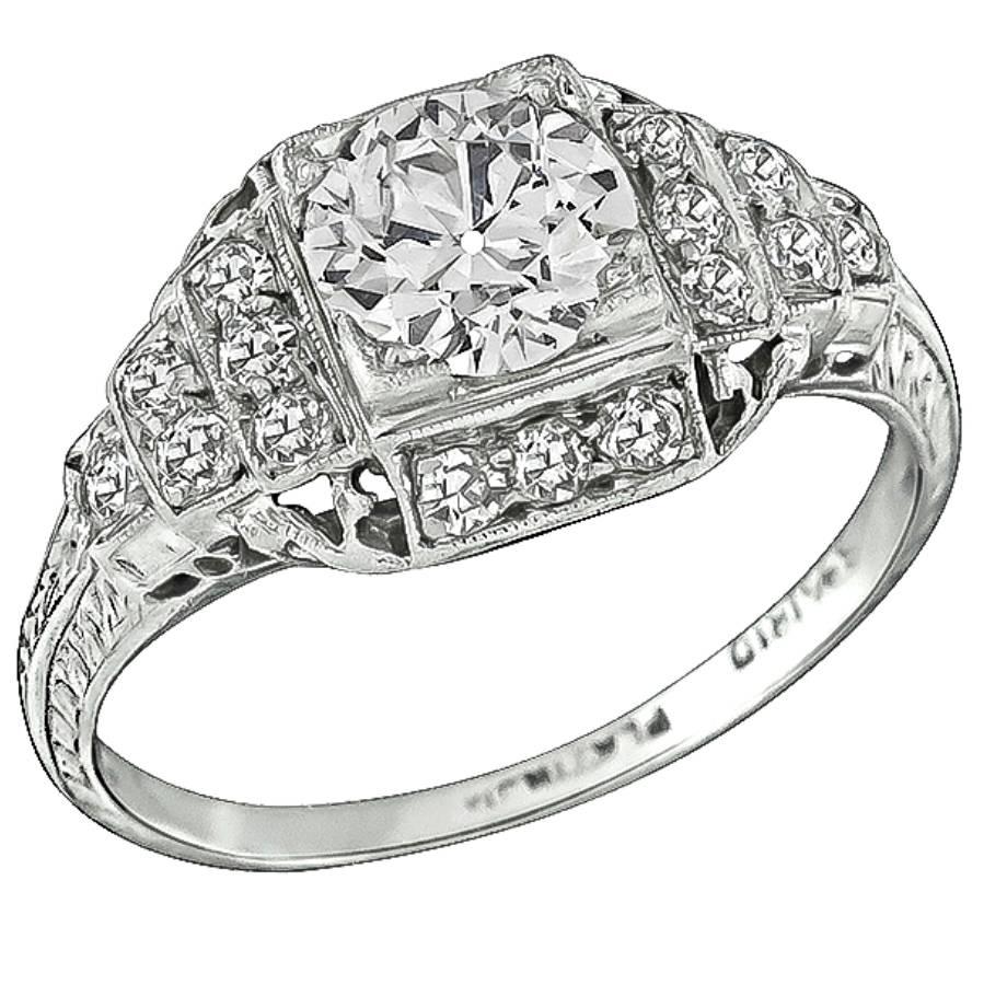 0.77 Carat GIA Cert Diamond Platinum Engagement Ring For Sale