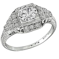 Bague de fiançailles en platine avec diamant certifié GIA de 0,77 carat