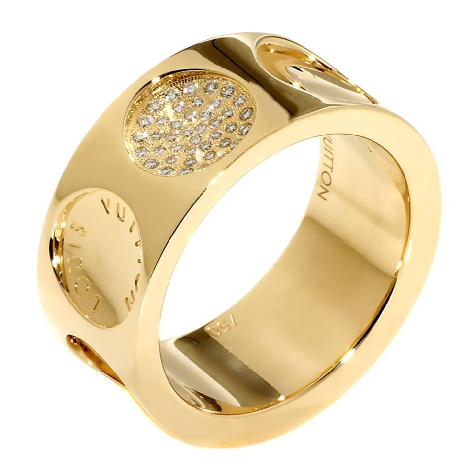 Louis Vuitton Empreinte Bangle, Yellow Gold and Pave Diamonds Gold. Size L