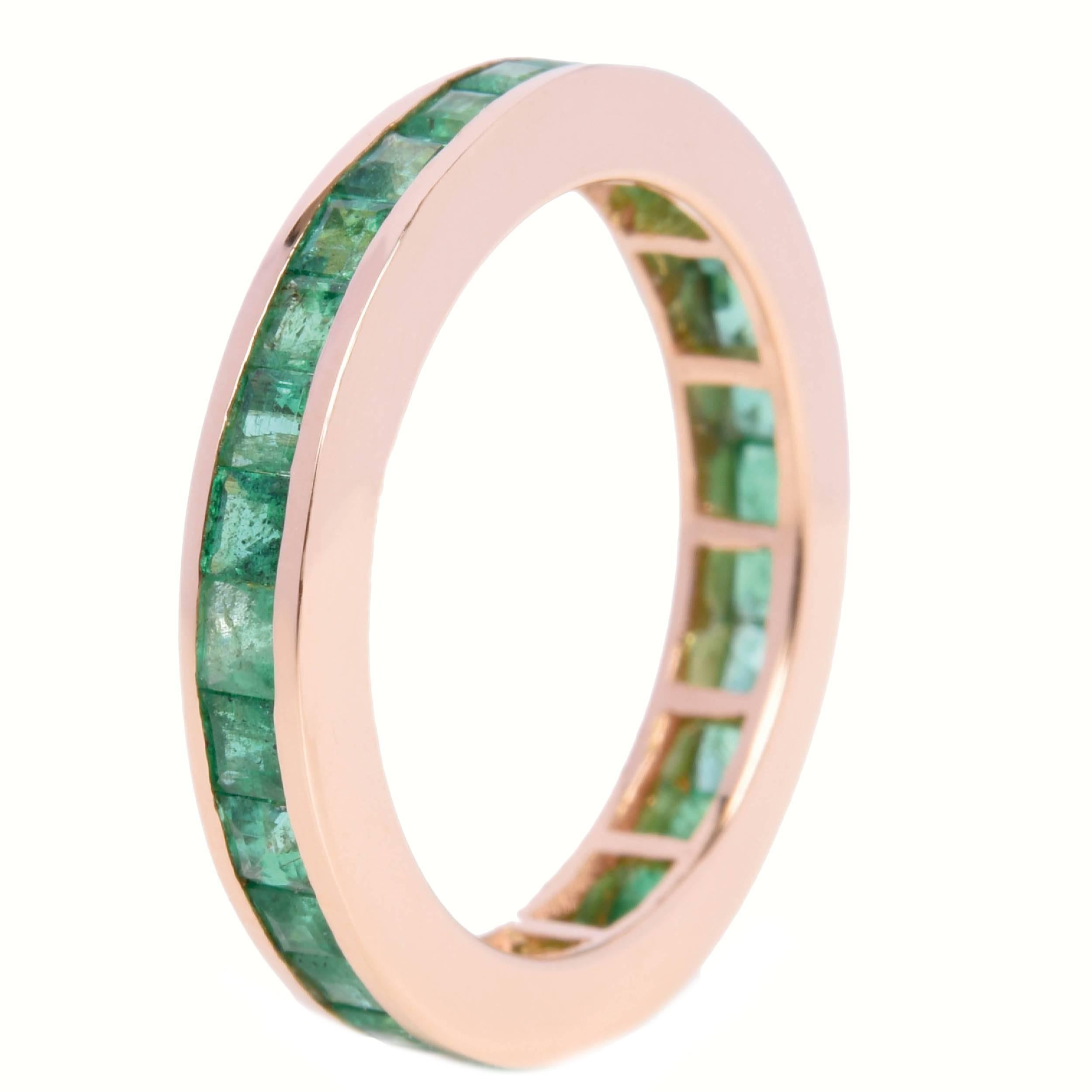 Engagement Eternity Emerald Gold Band Ring For Sale