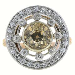 Edwardian Diamond Ring with Natural Fancy Brownish Yellow Diamond