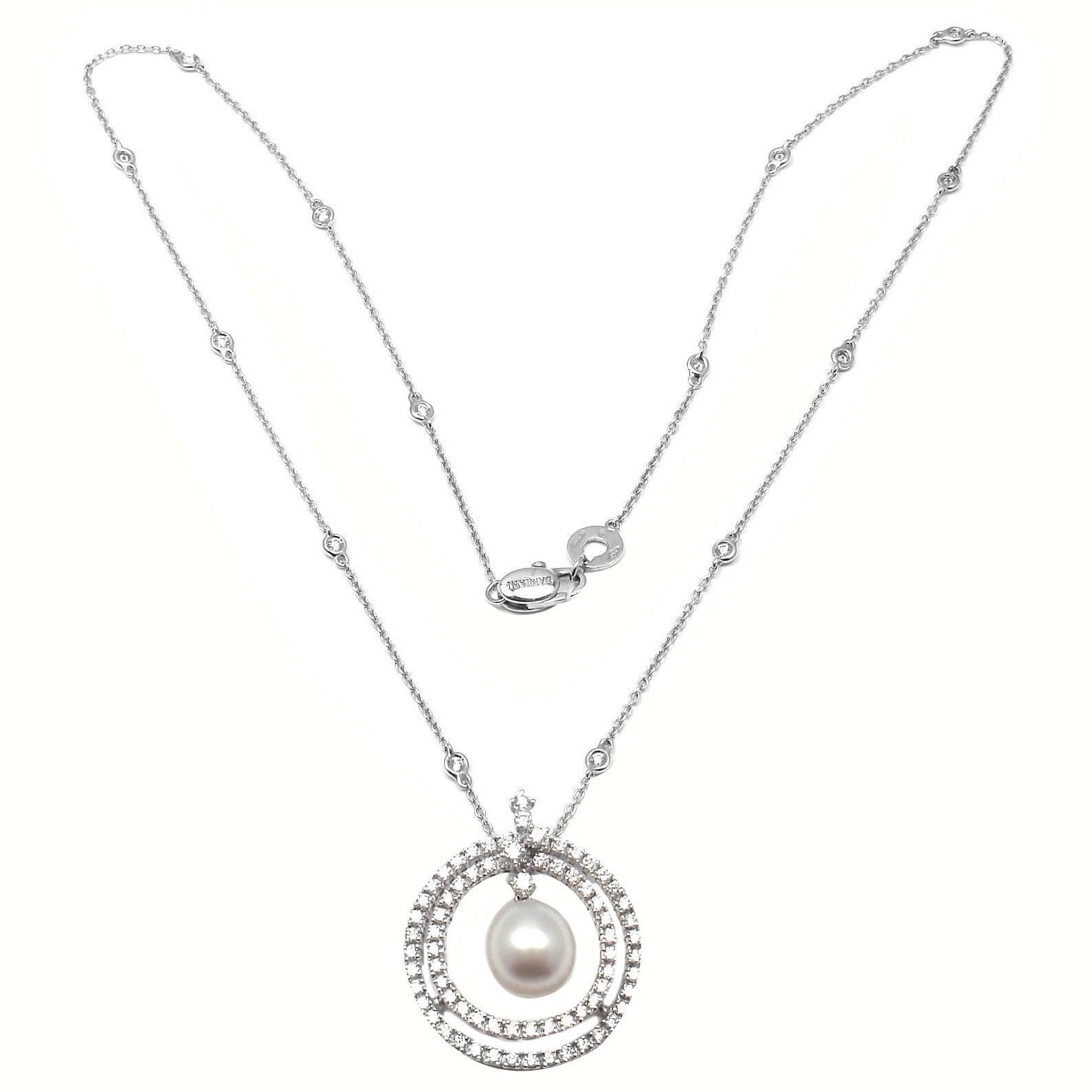 Damiani Pearl Diamond Gold Pendant Necklace