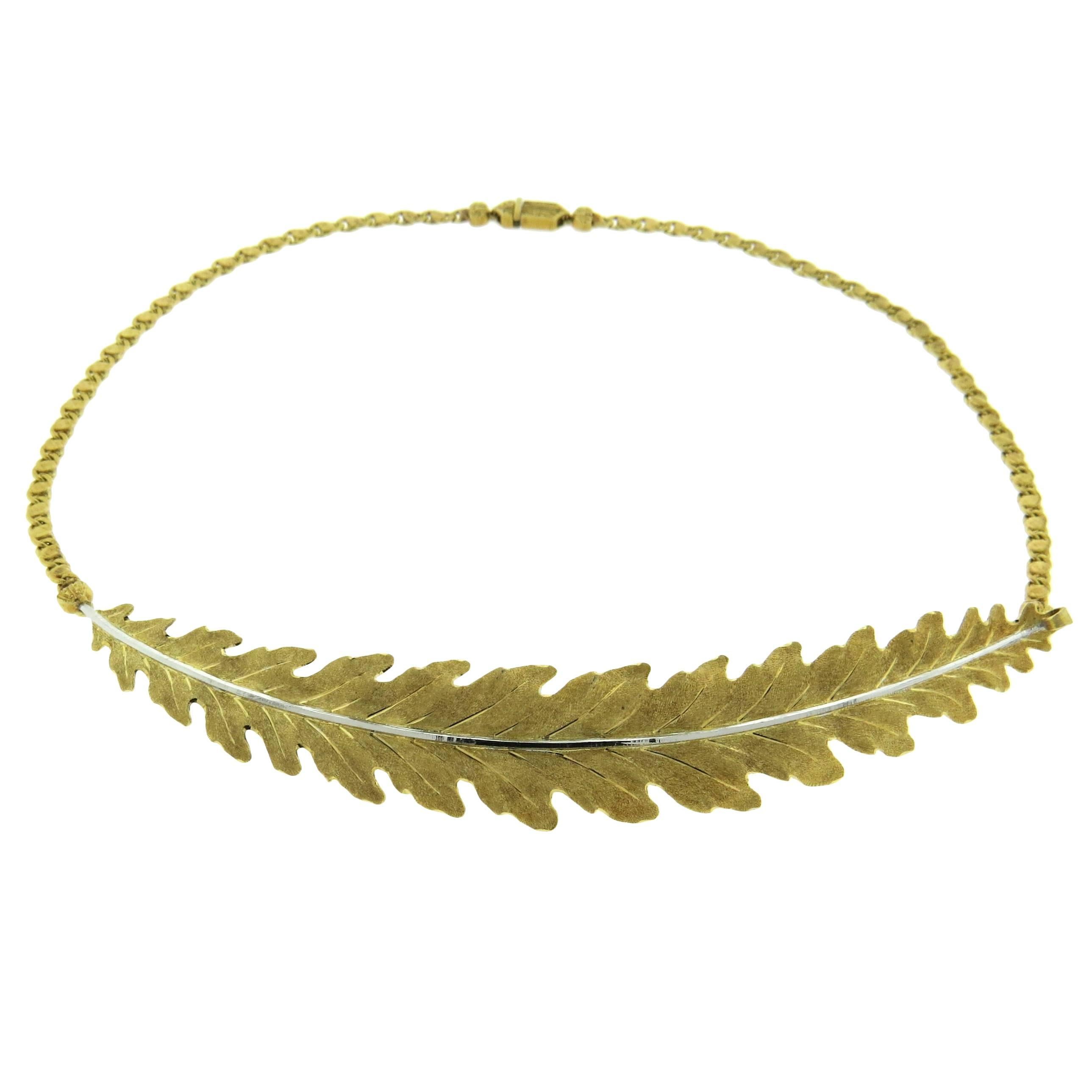 Buccellati Gold Leaf Motif Necklace