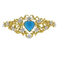 Buccellati Turquoise Diamond Gold Bangle Bracelet