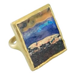 Dalben Unique Boulder Opal Satin Gold Ring